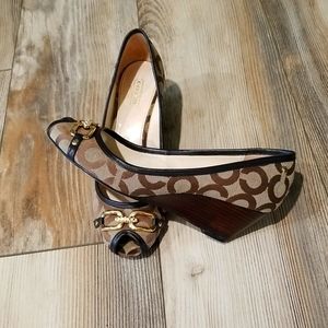 Coach peep toe wedge shoes 8